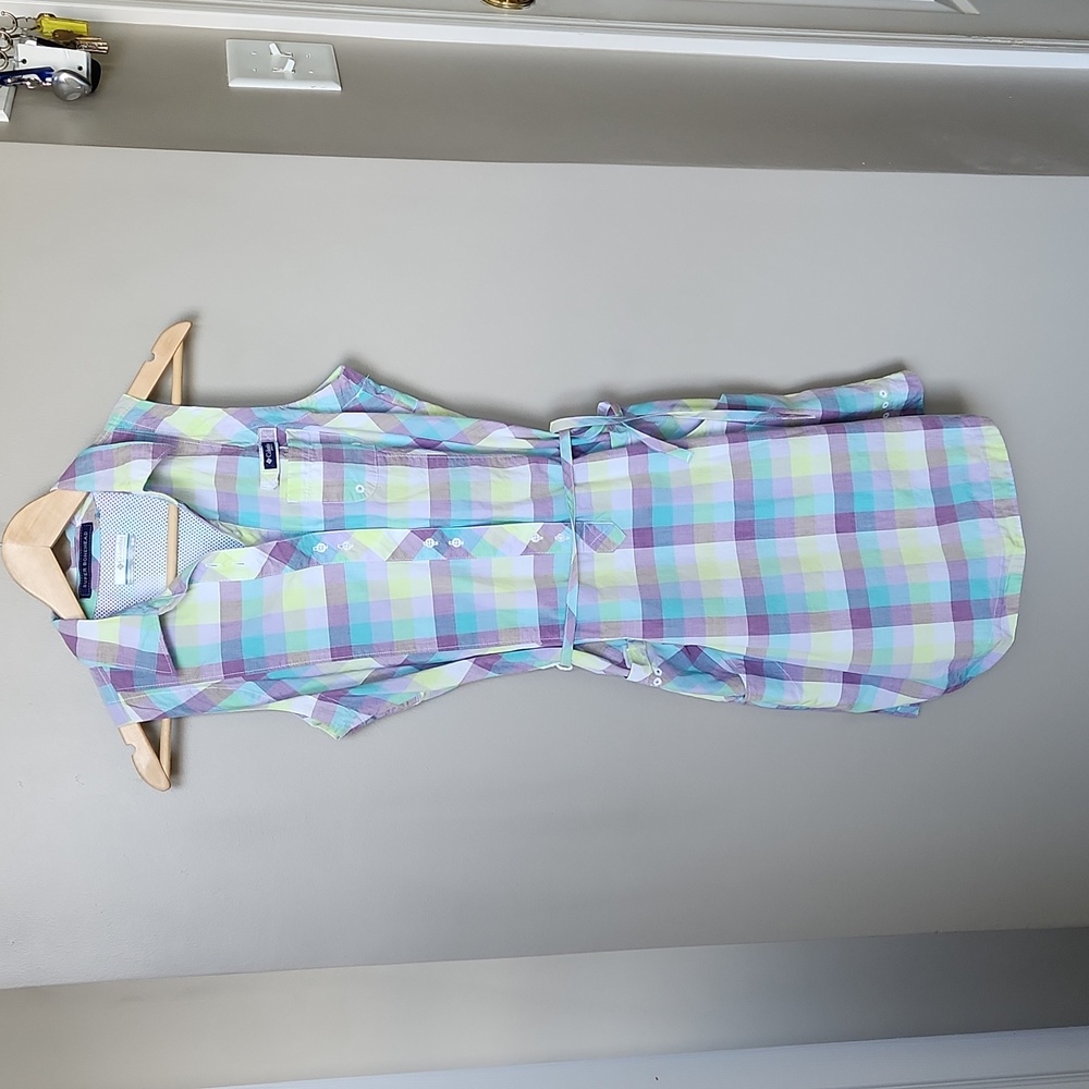Sleeveless spring cotton shirt dress